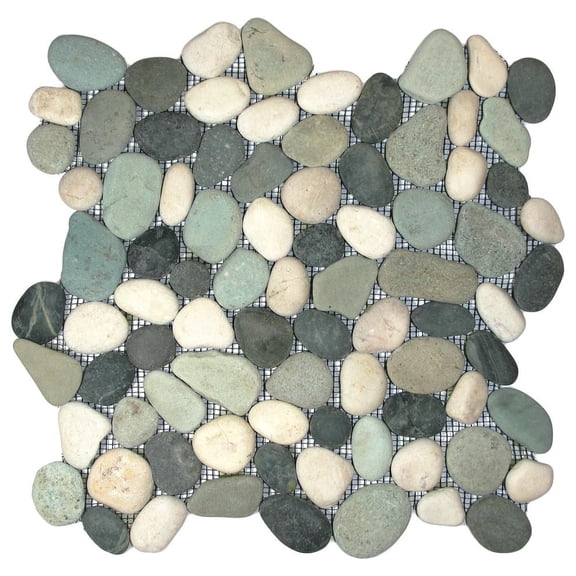 CNK Tile Bali Turtle Pebble Tile - 12" x 12" Polished Natural Stone Mosaic for Bathroom Kitchen Backsplash Shower Floors and Outdoor Spaces - Durable Weather-Resistant Easy Maintenance - Pack of 1