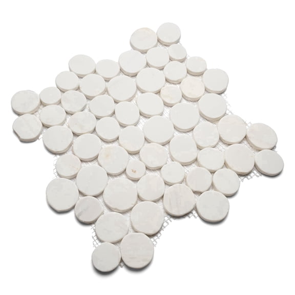 CNK Tile Bianco Dolomite Moon Mosaic Tile - 12" x 12" Polished Natural Stone for Kitchen Backsplash Bathroom Floor & Wall Decor - Durable Weather-Resistant Easy Maintenance - Pack of 1