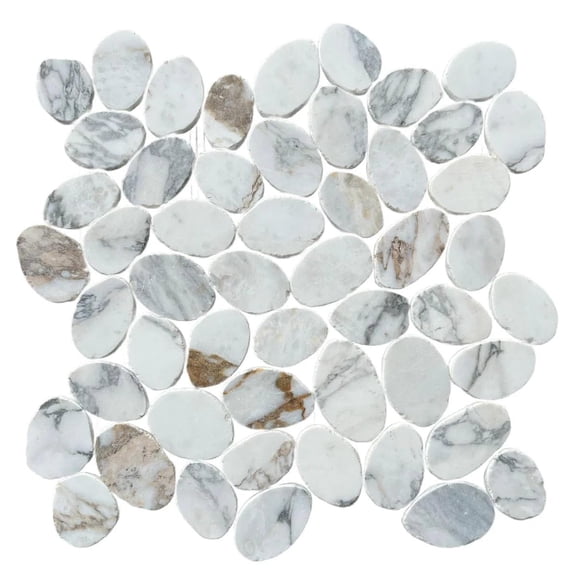 CNK Tile Calacatta Sliced Round Medium Marble Mosaic Tile