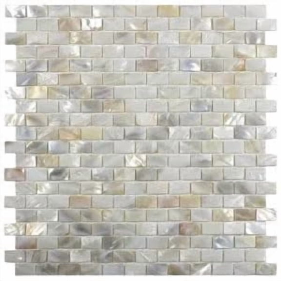 CNK Tile Cream Brick Pearl Shell Tile, 12" x 12" Bathroom Wall Tile