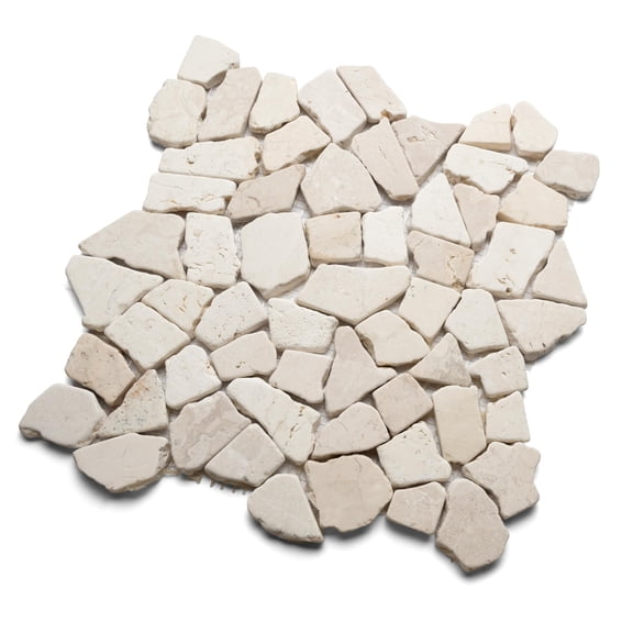 CNK Tile Ecru Off-White Mosaic Tile - 12" x 12" Polished Natural Stone Floral Pattern for Bathroom Kitchen Backsplash Wall Decor - Durable Easy Maintenance Glue-Down Installation - Pack of 1