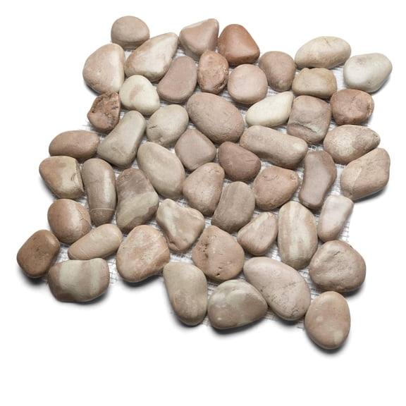 CNK Tile Glazed Berry Pebble Tile 12" x 12" Polished Natural Stone for Bathroom Kitchen Backsplash Landscaping Weather-Resistant Easy to Clean & Maintain Perfect Floors Walls Showers Pack 1