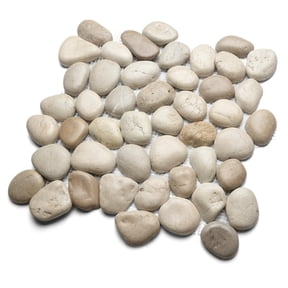 CNK Tile Glazed Java Tan and White Pebble Tile 12" x 12" Unpolished Natural Stone for Bathroom Kitchen Backsplash Shower Floors Home Decor Weather-Resistant Easy Glue-Down Installation Pack 1