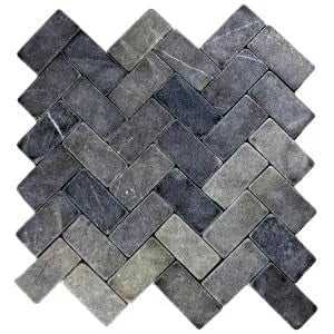 CNK Tile Grey Herringbone Stone Mosaic Tile