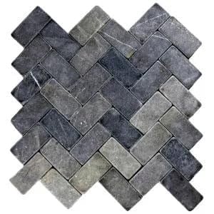 CNK Tile Grey Herringbone Stone Mosaic Tile
