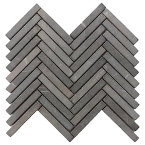 CNK Tile Grey Small Chevron Mosaic Stone Tile - 12" X 12" Glue Down Shower Backsplash and Bathroom Dcor - Square Edge Hand-Sorted for Quality Assurance Easy Installation - Pack of 1