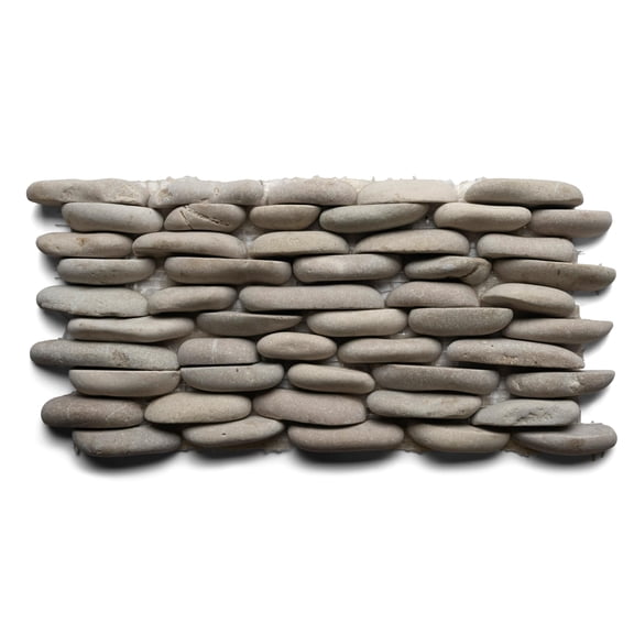 CNK Tile Java Tan Standing Pebble Tile - 12" x 6" Natural Stone for Shower Walls Backsplashes & Wall Dcor - Eco-Friendly Mesh Backing Hand-Sorted Stones - Durable & Easy Maintenance - Pack of 1