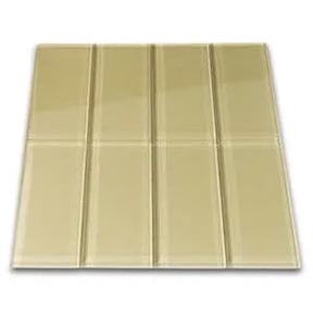 CNK Tile Khaki Glass Subway Tile 3" x 6" Stain-Resistant 8mm Thick Durable Glass for Kitchen Backsplash, Bathroom Walls, Home Decor & More