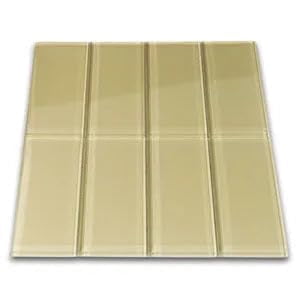 CNK Tile Khaki Glass Subway Tile 3" x 6" Stain-Resistant 8mm Thick Durable Glass for Kitchen Backsplash, Bathroom Walls, Home Decor & More