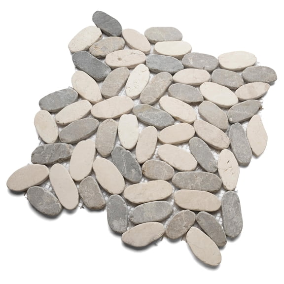 CNK Tile Milas Lilac XL Jumbo Sliced Pebble Tile 12 x 12 Polished Natural Stone for Bathroom Kitchen Backsplash and Landscaping Durable Weather-Resistant Easy Maintenance Pack of 1