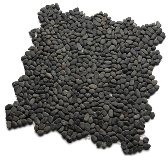 CNK Tile Mini Charcoal Black Pebble Tile - 12" x 12" Unpolished Natural Stone Floral Pattern Bathroom Kitchen Backsplash Floor Wall Dcor - Adhesive Seamless Installation Easy Maintenance - Pack of 1