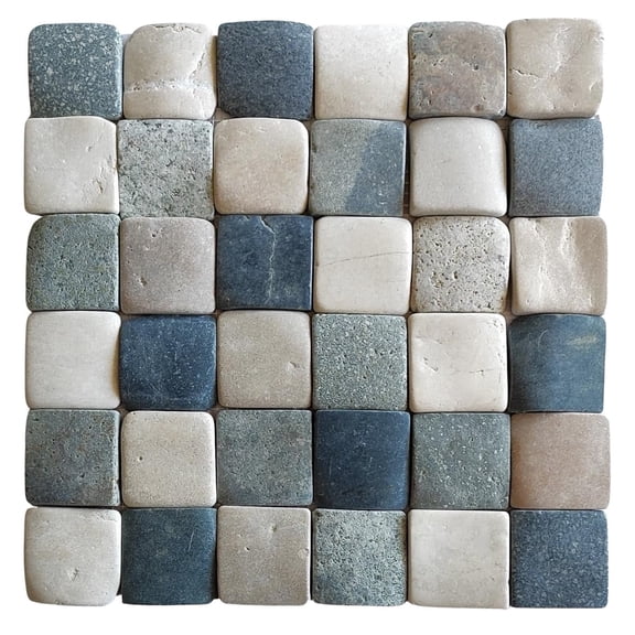 CNK Tile Mix 4 Colours Pebble Square Mosaic Tile, 2x2 Flooring