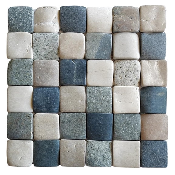 CNK Tile Mix 4 Colours Pebble Square Mosaic Tile 2x2