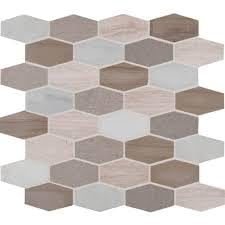 CNK Tile Mix Quartz XL Large Elongated Hexagon Marble Mosaic Tile