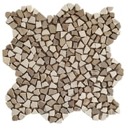 CNK Tile White Mixed Marble Tumbled Mosaic Tile 12" x 12