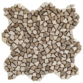 CNK Tile Mix White and Cappuccino Mini Tumbled Marble Mosaic Tile