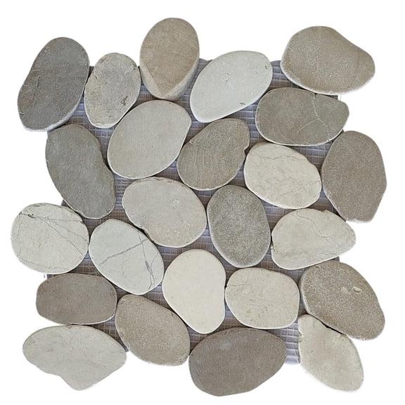 CNK Tile Mix White and Java Tan XL Sliced Pebble Tiles