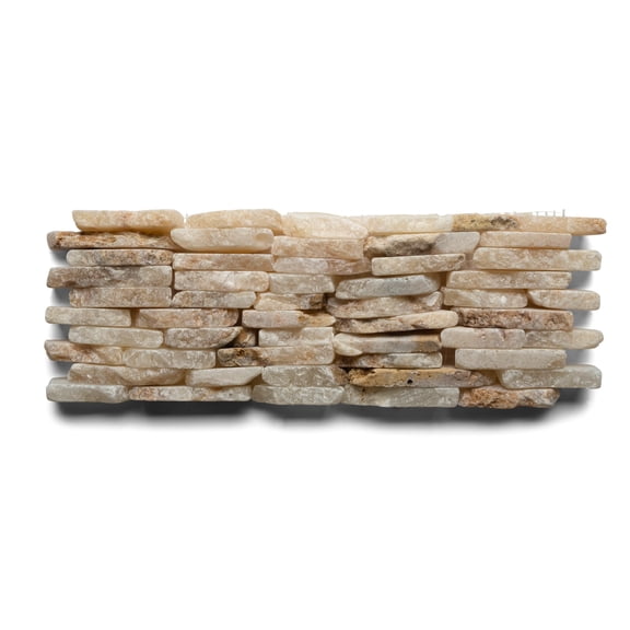 CNK Tile Mixed Quartz Standing Mosaic Tile - 12" x 4" Handcrafted Natural Stone Pebbles for Bathroom Kitchen Backsplash and Wall Decor - Rustic Water-Resistant Easy Installation - Pack of 1