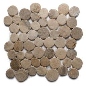 CNK Tile Premium Hand-Sorted Natural Pebble Tile - 12" x 12" Glazed Sunset Moon Mosaic for Shower Floors Backsplashes Patios and Fireplaces - Durable Easy to Clean Mesh Backing - Pack of 1