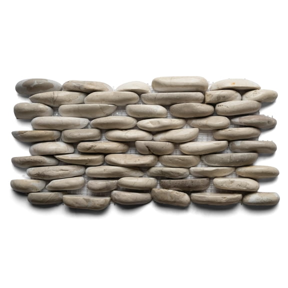 CNK Tile Premium White Standing Pebble Tile - 6" x 12" Natural Polished Stone for Shower Walls Backsplashes Accent Walls and More - Eco-Friendly Mesh Backing Durable Easy Maintenance - Pack of 1