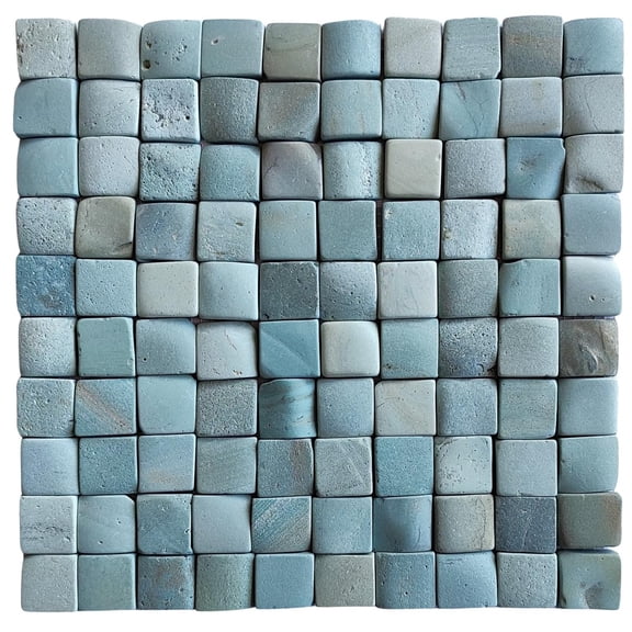 CNK Tile Sea Green Pebble Square Mosaic Tile 1x1