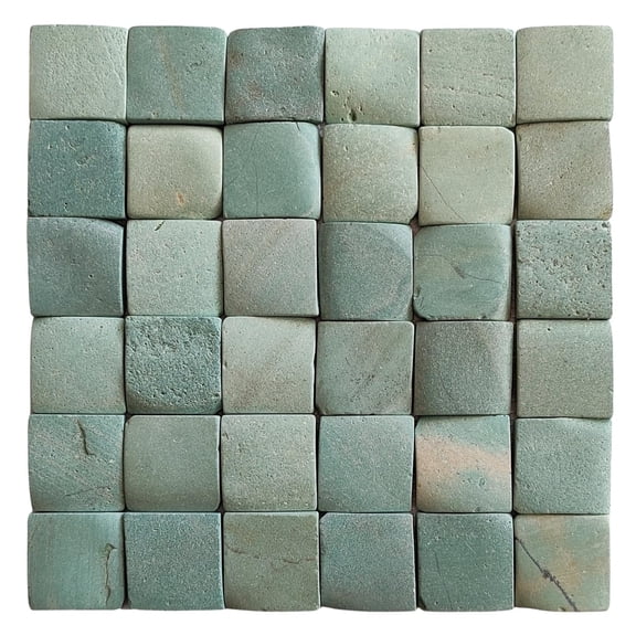 CNK Tile Sea Green Pebble Square Mosaic Tile 2x2