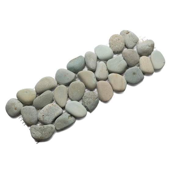 CNK Tile Sea Green Pebble Tile Border, 4" x 12" Piece (1/3 Sq Ft), Natural Stone on Mesh Backing