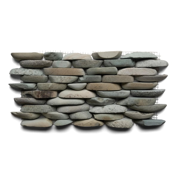 CNK Tile Sea Green Standing Pebble Tile - 6" x 12" Polished Natural Stone for Bathroom Kitchen Shower Walls Backsplashes and Home Dcor - Durable Eco-Friendly Easy Maintenance - Pack of 1