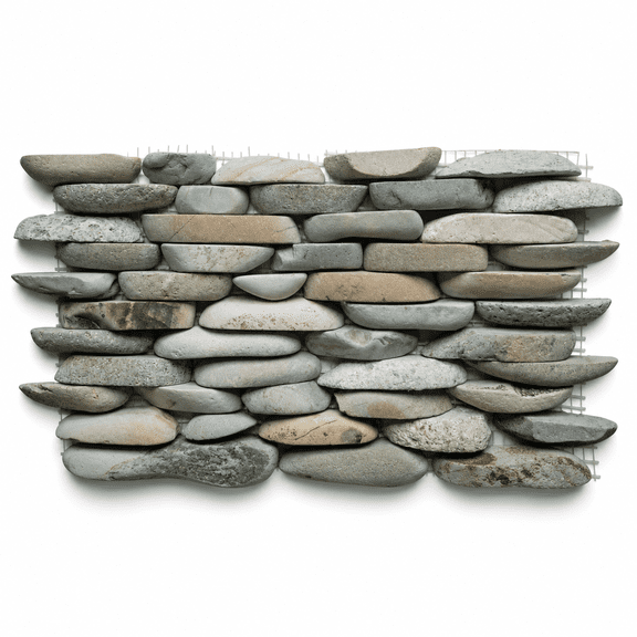 CNK Tile Sea Green Standing Pebble Tile, 6" x 12" Piece (1/2 Sq Ft), Natural Stone for Bathroom, Kitchen, Shower Walls and Backsplashes