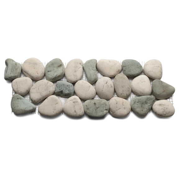 CNK Tile Sea Green & White Pebble Tile Border, 12" x 4" Natural Stone for Backsplashes, Walls, Floors, Showers, Pools