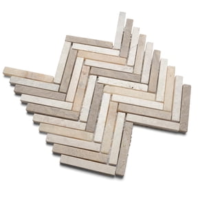 CNK Tile Small Chevron Mosaic Pebble Tile 12 x 12 Inch Mixed White Onyx and Sunset Natural Stone for Shower Backsplash Bathroom & Wall Decor Unpolished Finish Easy Installation Pack of 1