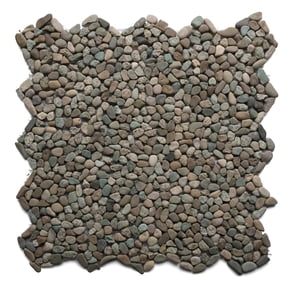 CNK Tile Small Sea Green Pebble Tile - 12" x 12" Polished Natural River Stones for Shower Floors Backsplashes Pool Patios - Durable Weather-Resistant Easy Maintenance Adhesive Seamless Fit - Pack 1