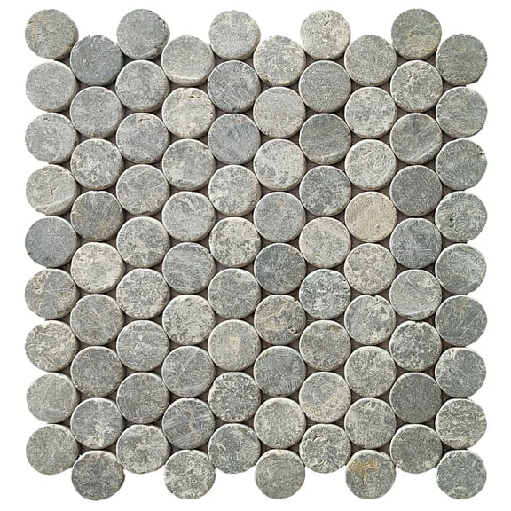 CNK Tile Stone Grey Penny Round Marble Mosaic Tile