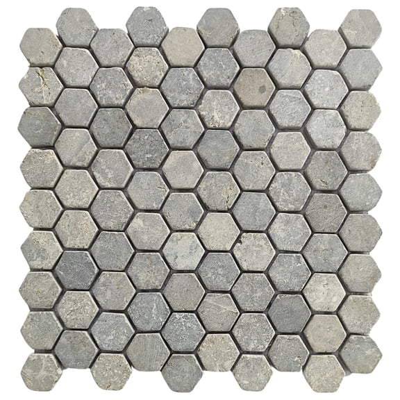 CNK Tile Stone Grey Small Hexagon 1x1 Marble Mosaic Tile