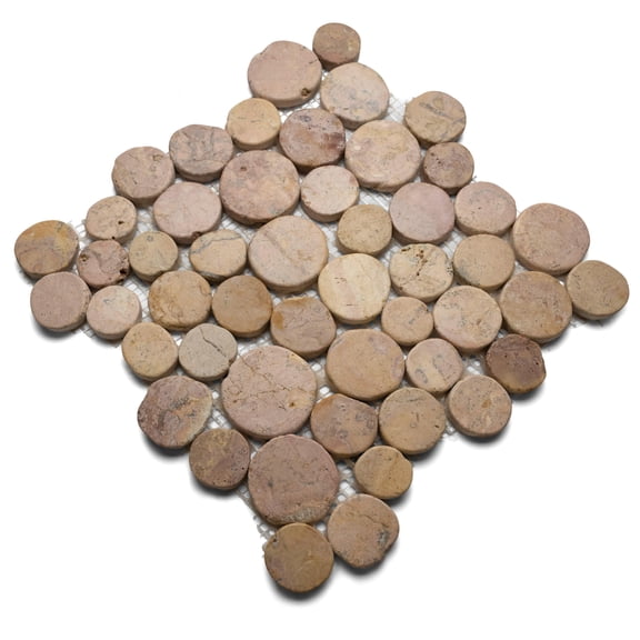 CNK Tile Superior Glazed Sunset Moon Mosaic Pebble Tile - 12" x 12" Unpolished Natural Stone Bathroom Kitchen Backsplashes Shower Floors Patios & Outdoor - Eco-Friendly Easy Installation - Pack of 1