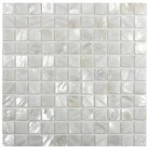 CNK Tile White 1" x 1" Pearl Shell Tile