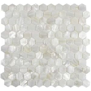 CNK Tile White Hexagon Pearl Shell Tile