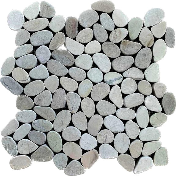 CNK Tile White Small Sliced Pebble Tile