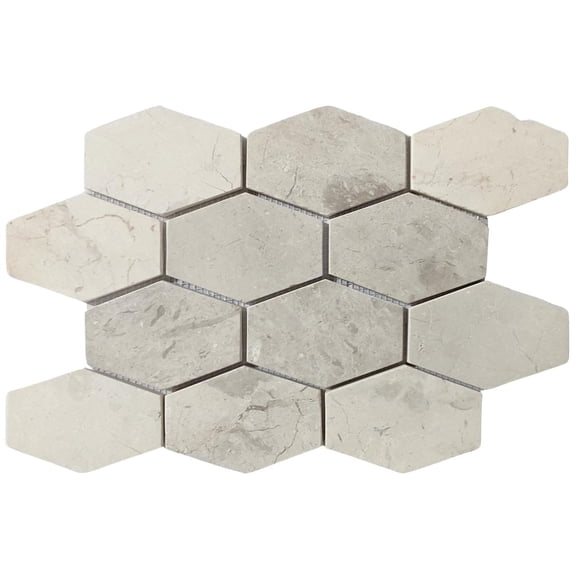 CNK Tile White XL Large Elongated Hexagon Marble Mosaic Tile