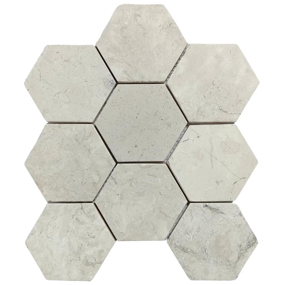 CNK Tile White XL Large Hexagon Marble Mosaic Tile