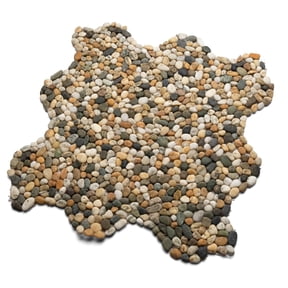 CNK Tile Yellow Gold Mixed Mini Pebble Tile - 12" x 12" Polished Natural Stone for Shower Walls Kitchen Backsplash Countertops & Feature Walls - Durable Elegant Easy Installation - Pack of 1