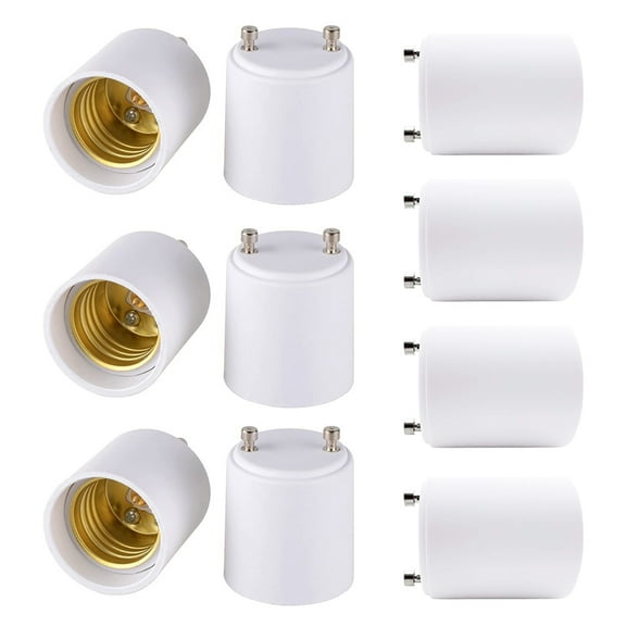 CNKOO 10 Pack GU24 to E26 E27 Adapter, Heat Resistant Up to 392 Fire Resistant Converts GU24 Bi-Pin Based Fixture to E26 E27 Standard Screw-in Socket