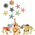 thumbnail image 1 of CNKOO 14Pcs Safari Animals Figures Set, Zoo Safari Plastic Figurine Model Decoration with Tiger Leopard Lion Giraffe Zebra Elephant(6*Animals +8* Small Starfish), 1 of 6