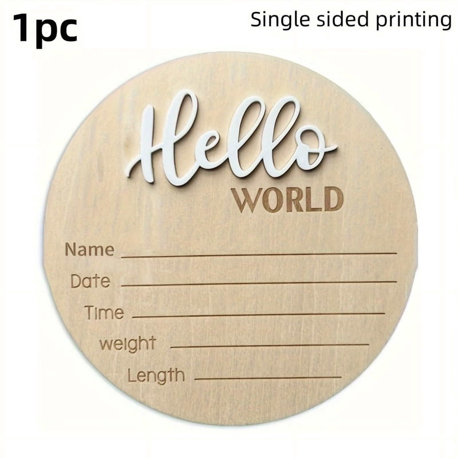 CNKOO 1pc Round Wooden Welcome Sign - ”Hello World” Retro Style Birth ...