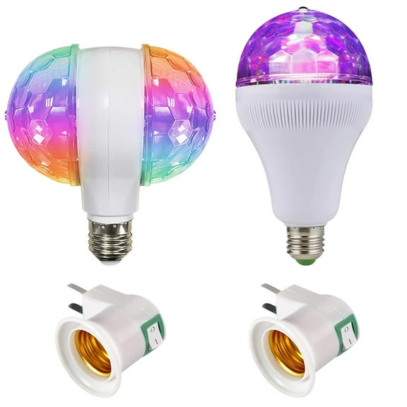 CNKOO 2 Pack RGB Color Rotating Bulb,E27,LED Party Bulbs Colored Strobe Light Bulb Multi Crystal Stage Lights for Disco, Birthday Party Club Bar for Indoor & Outdoor Parties