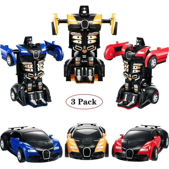 CNKOO 3 Pcs Robot Car Toy 2 in 1 Deformation Car for Kids Boys Playing Best Christmas Birthday Gifts for 4 5 6 7 8 Year Old Girls Boys
