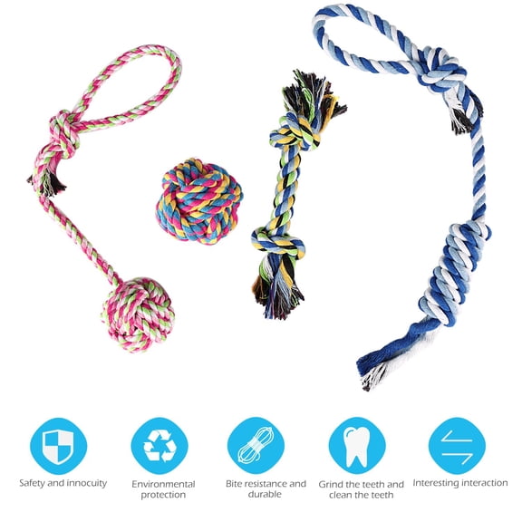 CNKOO 4 PCS Dog Toys - Chew Toys - 100 Natural Cotton Rope - Rope Dog Toy - Dog Toy Pack - Dog Toy Set