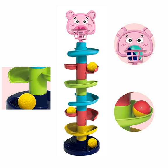 CNKOO 7 Layer Drop and Go Ball Ramp Toy Set, Stacking, Learning, Active, Early Developmental Hammer Montessori Toys, Fun Gifts for Boy & Girl for 2, 3, 4 Years Old Boys, Girls