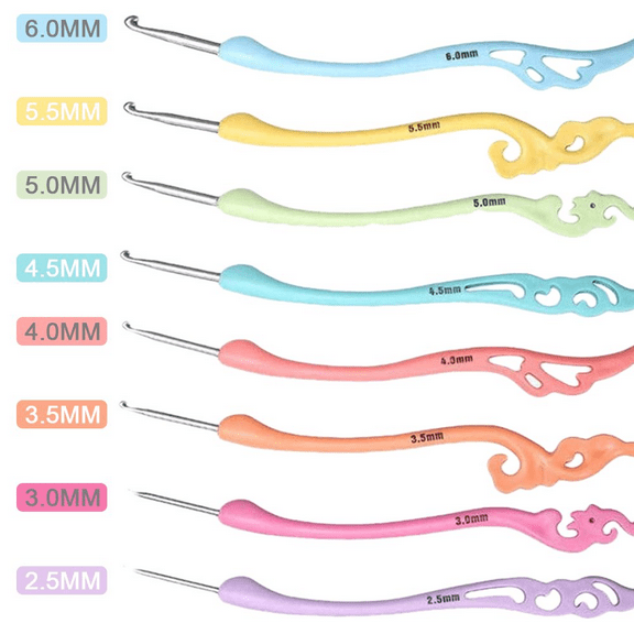 CNKOO Crochet Hook Set,8 Pcs Colorful Ergonomic Soft Rubber Comfort Grip Crochet Knitting Needles Kit Household Tool,Extra Long Plus Knit Needles Weave Yarn Set,Best Gift for Women
