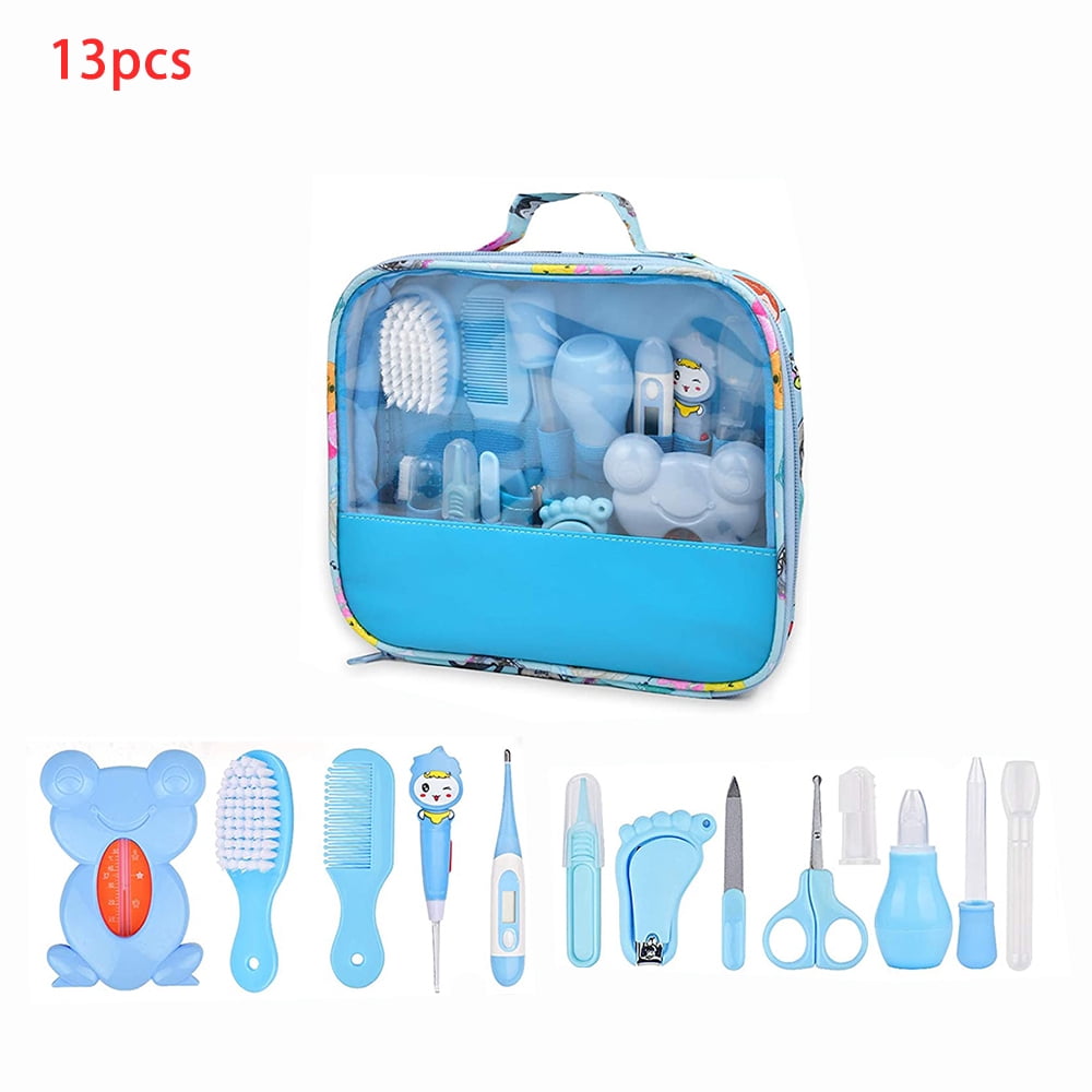 CNKOO Baby Grooming Kit Set Baby Baby Grooming Kit Newborn Nail Kit Baby Medical Care Nail Clipping Comb Tool Set (13 pieces) Blue